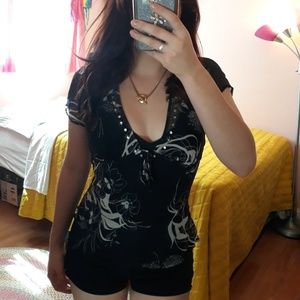 SEPARATES - NYC ( S ) FLORAL BEADED BLOUSE